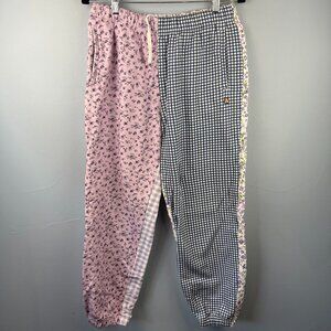 Teddy Fresh Patchwork Mixed Print Cotton Jogger Pants Size L Pockets